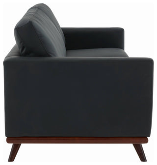 LeisureMod Chester Mid-Century 3-Seater Leather Modern Sofa, Black