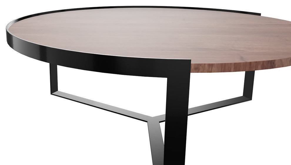 36" Contempo Brown and Black Round Wood Tri Leg Coffee Table