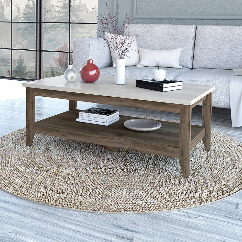 Paulson Rustic Coffee Table Onyx Top by RST Brands, Brown/White