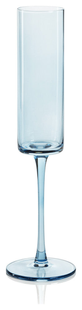 Foligno Champagne Flutes, Set of 6, Light Blue