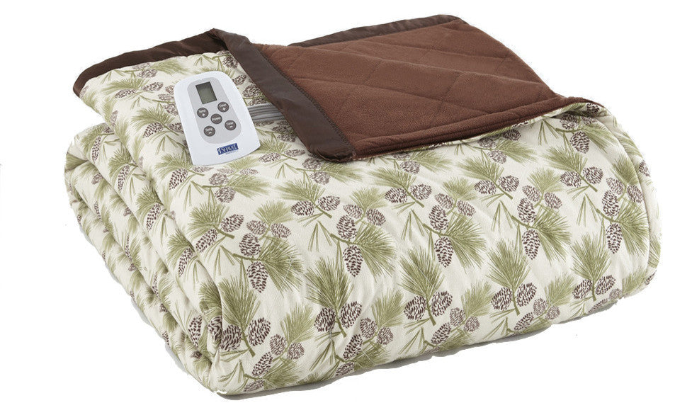 Micro Flannel Electric Heated Comforter, Pinecone, Twin