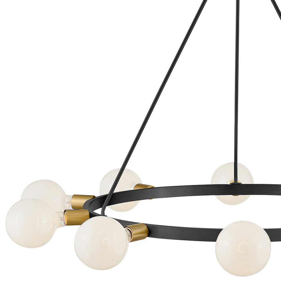 Lark Orla 24" Large Single Tier Chandelier, Black + Lacquered Brass