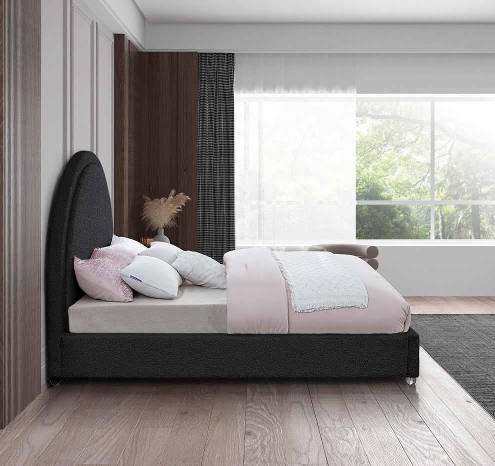 Milo Velvet Upholstered Bed, Black, King