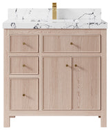 Sonoma Oak 36" Center Sink Bath Vanity With 2" Viola Night