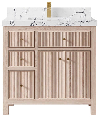 Sonoma Oak 36" Center Sink Bath Vanity With 2" Viola Night