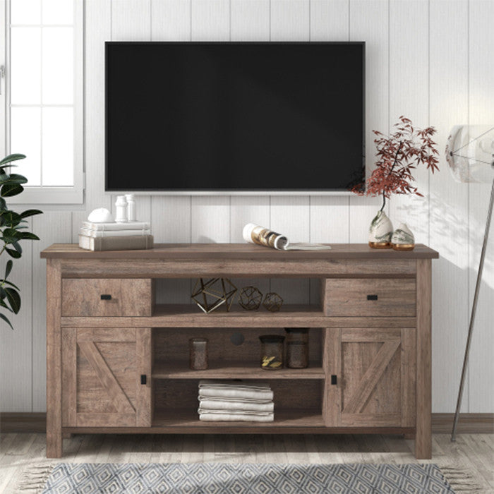 Modern Functional Particleboard TV Stand Antique Gray table with two drawers