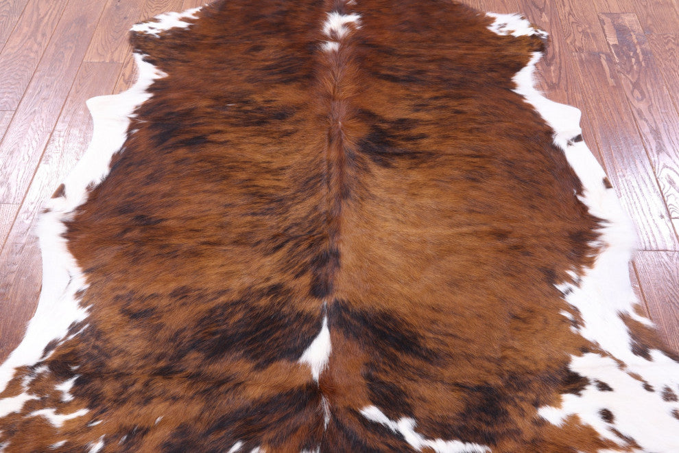 6' 5" X 5' 5" Brindle Natural Cowhide Rug C1912