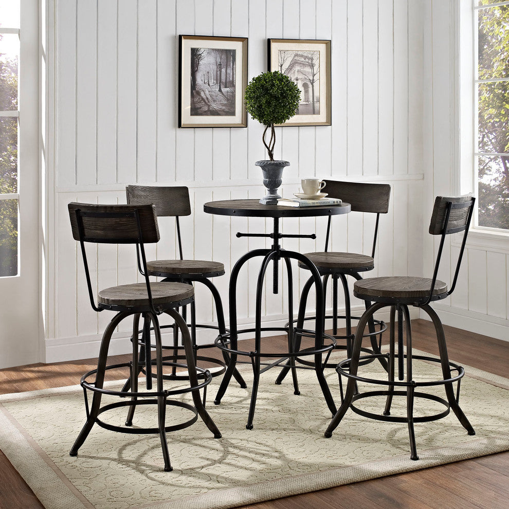 Industrial Modern Dining Bar Stools, Black Metal, Set of 4