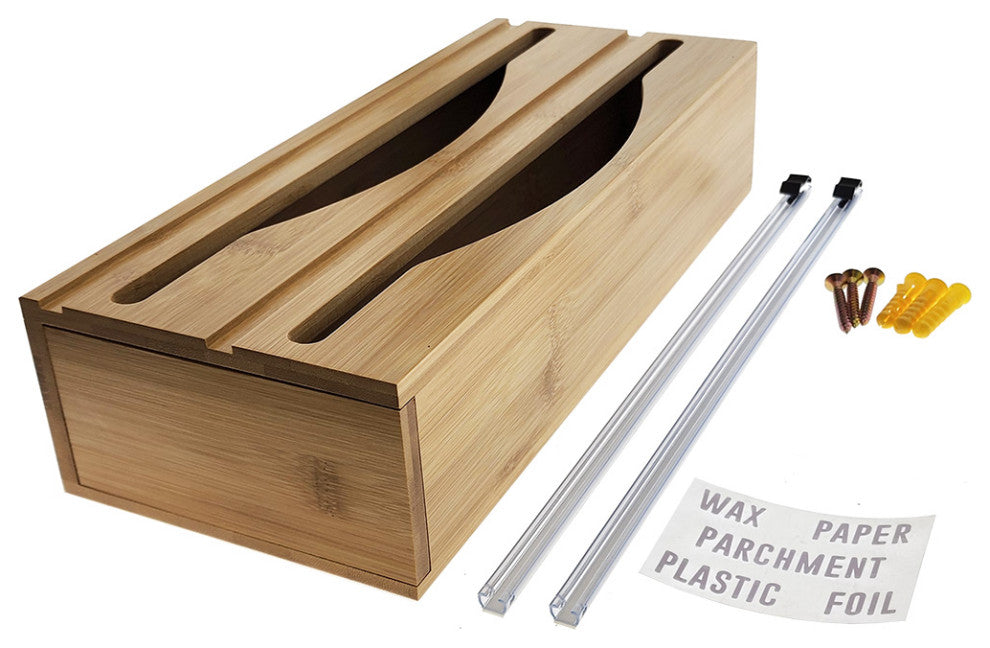 OnDisplay Luxe Bamboo Plastic Wrap/Wax Paper/Aluminum Foil Dispenser for Drawer