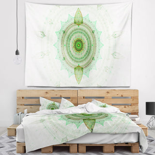 Light Green Cryptical Sphere Abstract Wall Tapestry, 80"x68"