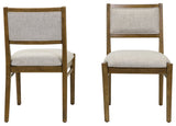 Two Wood Modern Upholstered Back Chairs, Set of 2, Brown