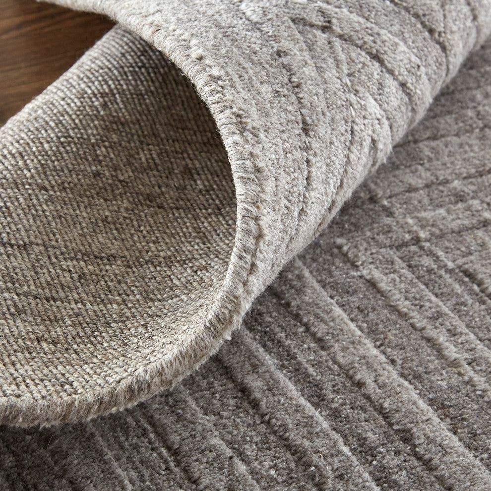 Weave & Wander Tatem Minimal Viscose Rug, Beige/Gray, 5' x 8' Rug
