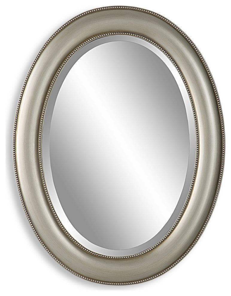 29" Farmhouse Gray Oval Mirror