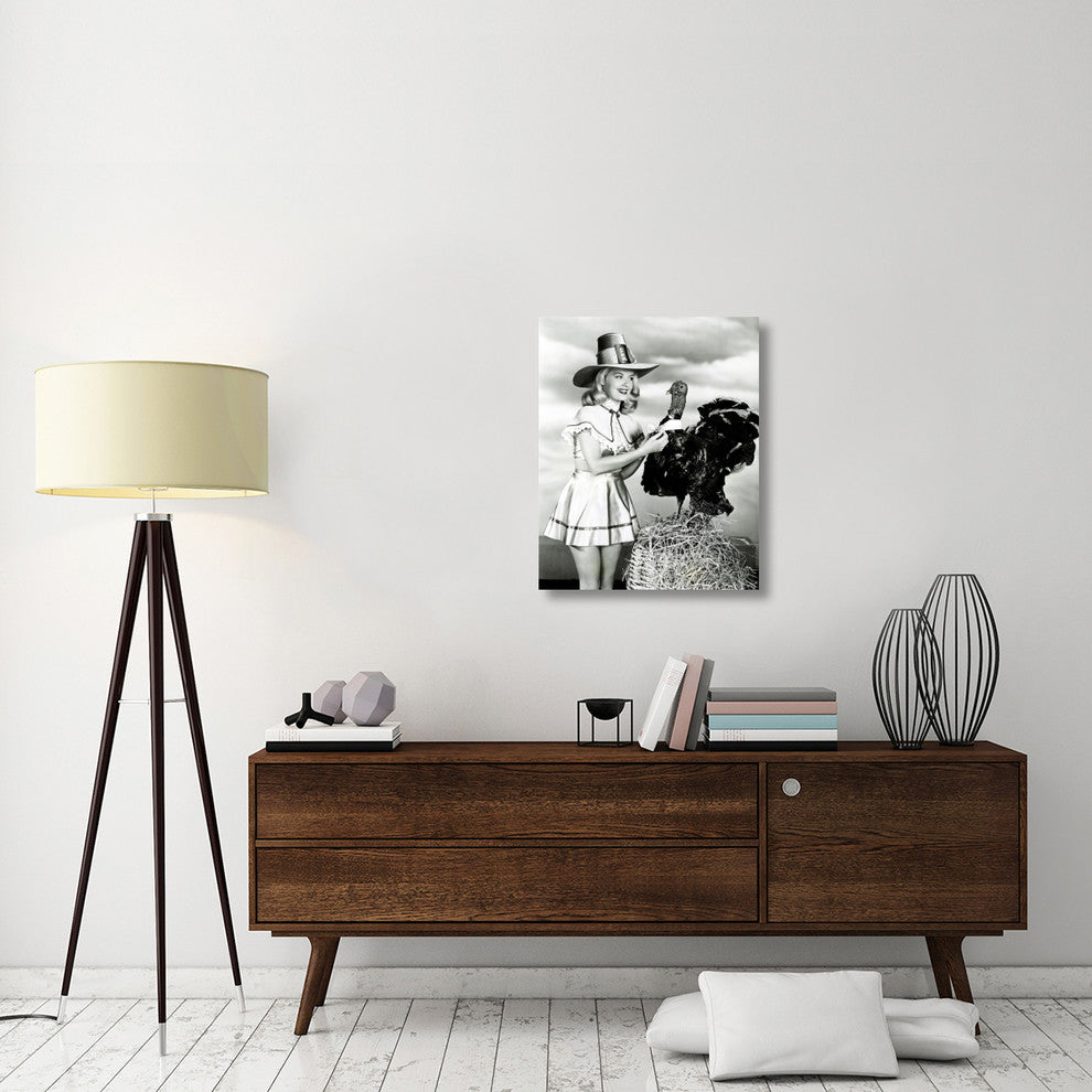 "Doris Day with a Thanksgiving Turkey" Canvas Giclee, 24"x30"