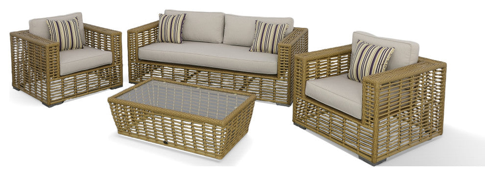 Renava Ko Tao Outdoor Glass, Wicker Coffee Table