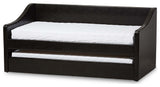 Abby Fabric Upholstered Daybed With Trundle Bed, Black