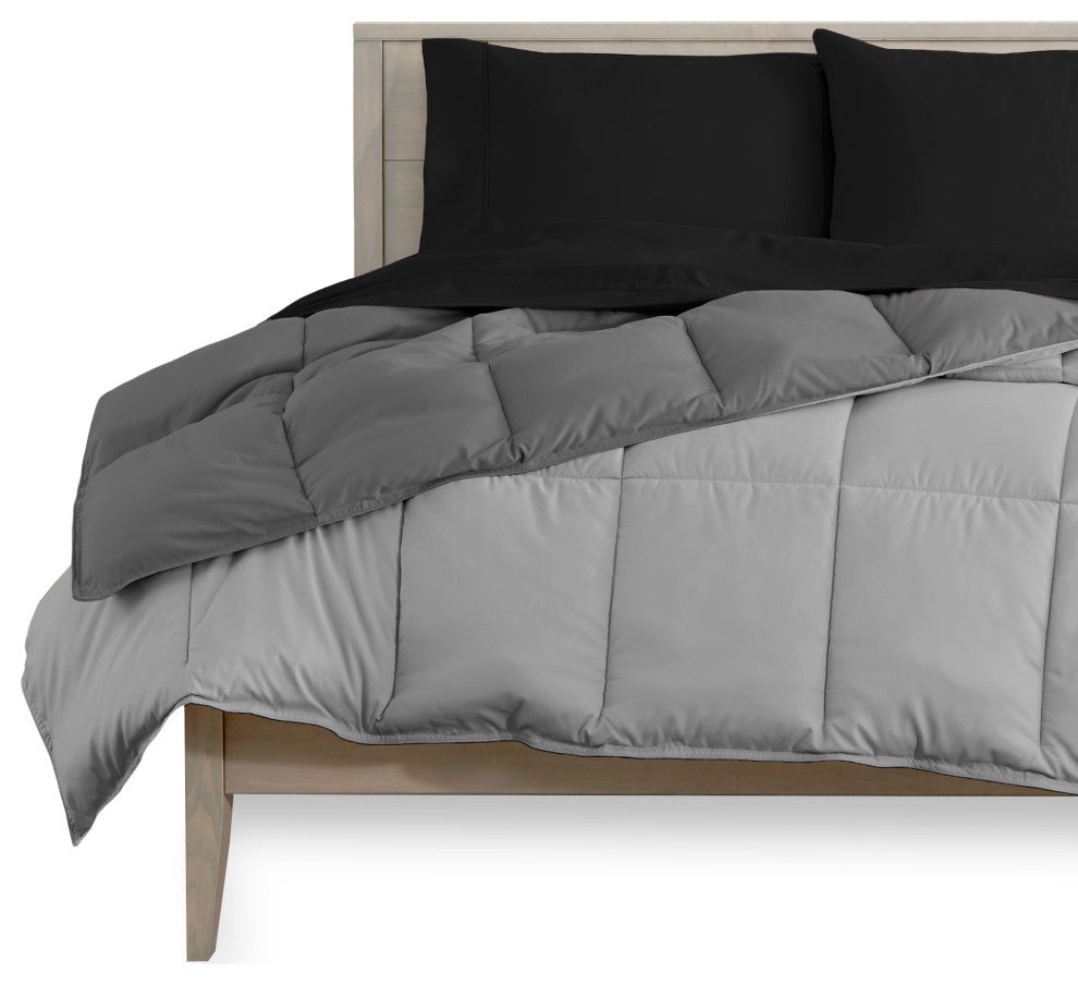 Reversible Bed-in-a-Bag, Light Gray/Gray Black, Cal King