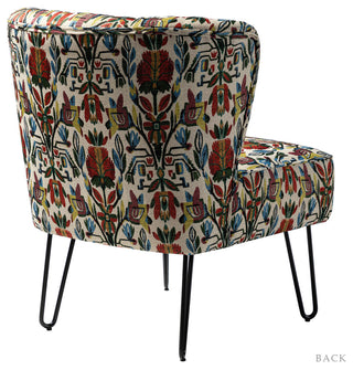 Tufted Side Chair With Metal Legs, Floral