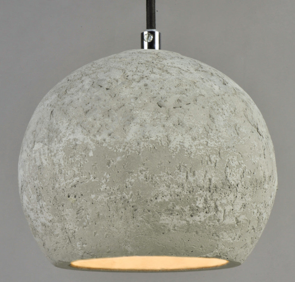 Maxim 12390 Crete 7" LED Concrete Pendant - Polished Chrome / Gray Concrete