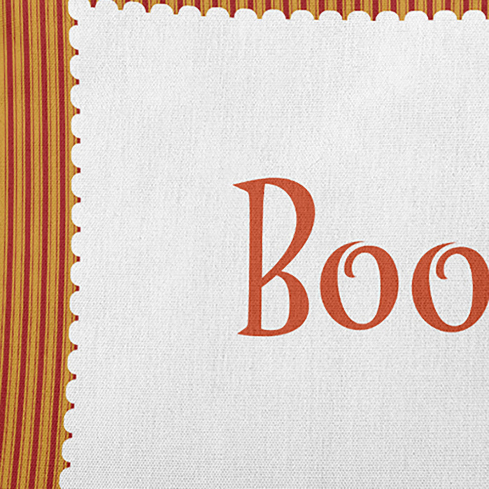 Halloween Boo Ticking Accent Pillow, Dark Red, 18"x18"