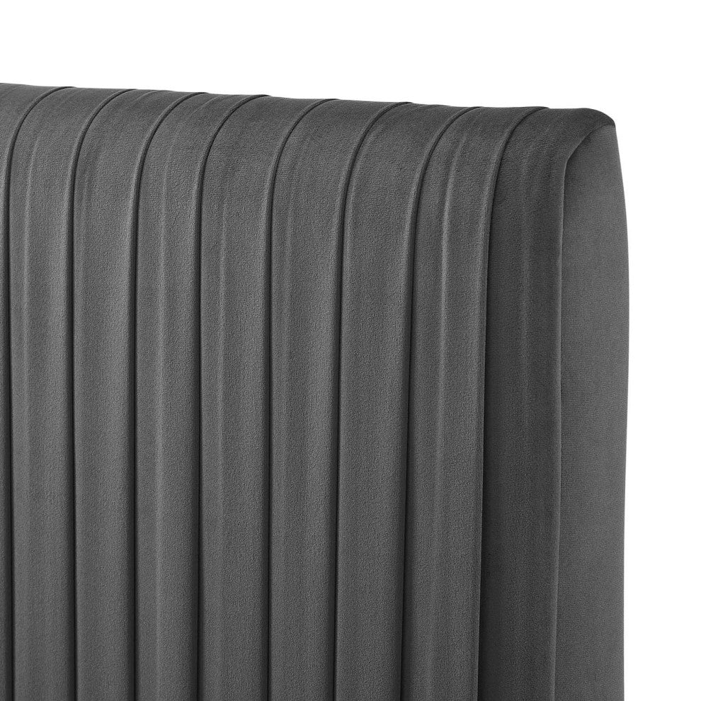 Tufted Headboard, Full Queen Size, Velvet, Dark Gray, Modern Contemporary