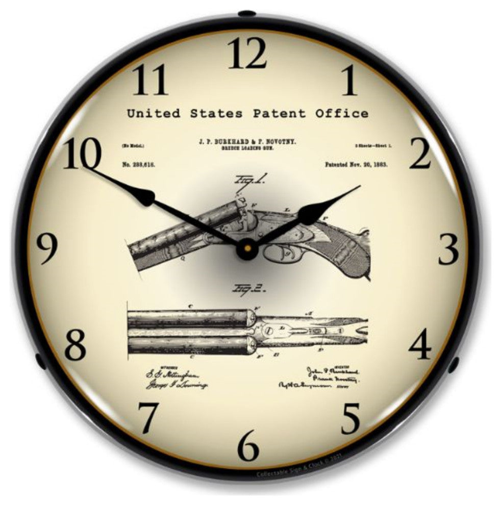 2103232 Breech Loading Shotgun 1883 Patent Clock