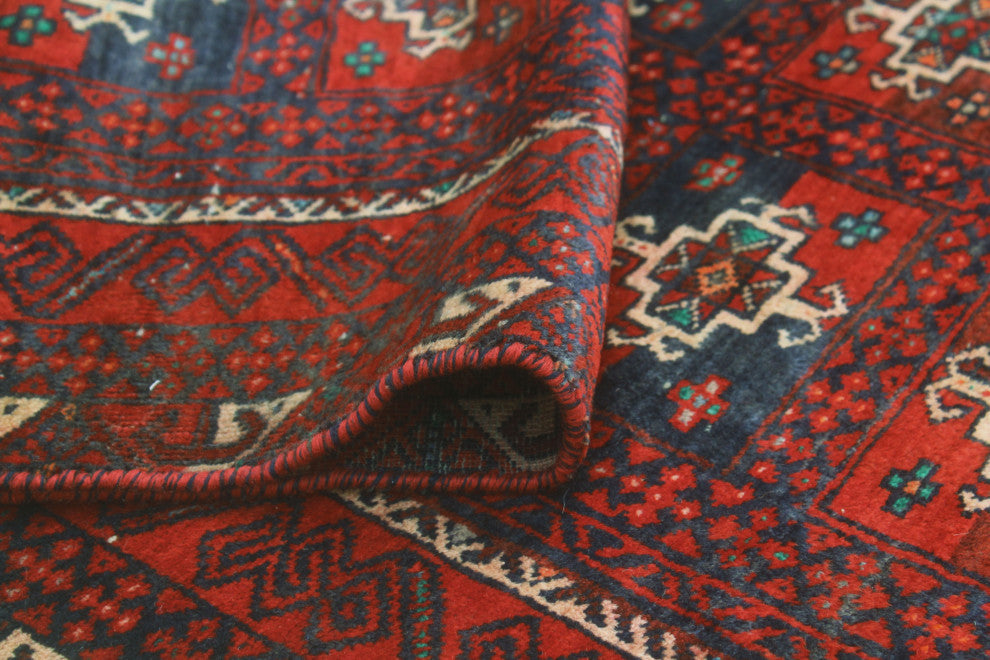 Semi-Antique Alifkhan Red/Navy Runner, 3'3x5'11