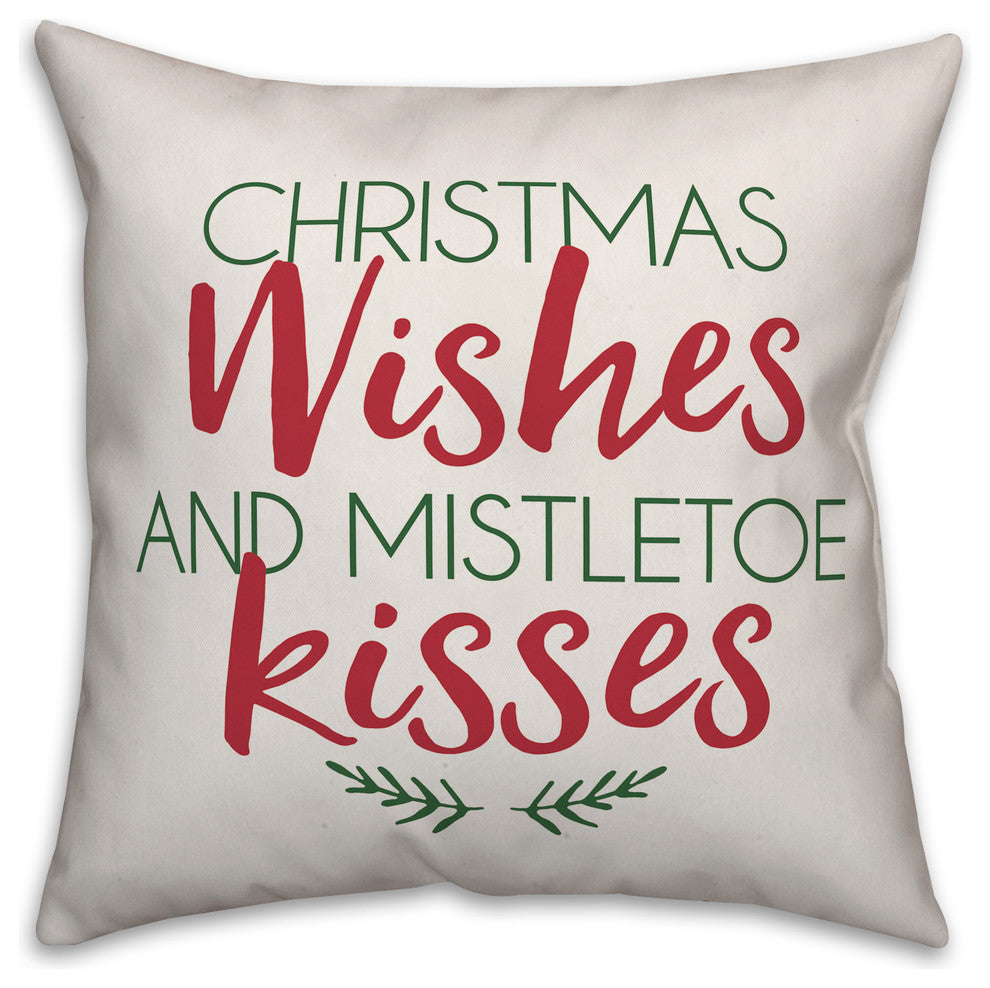 Christmas Wishes and Mistletoe Kisses Throw Pillow, 18"x18"
