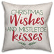 Christmas Wishes and Mistletoe Kisses Throw Pillow, 18"x18"