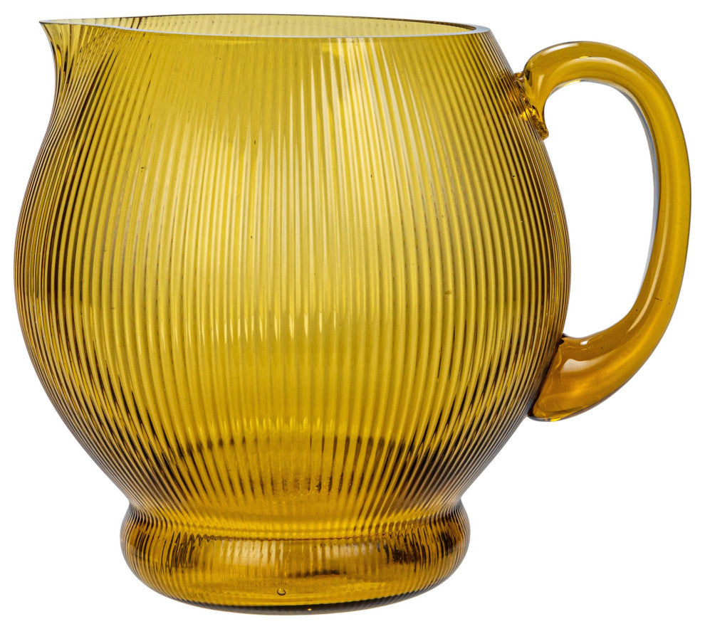 Round Ribbed Glass Pitcher, Amber