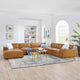 Sectional Sofa Set, Faux Vegan Leather, Tan, Modern, Living Lounge Hospitality