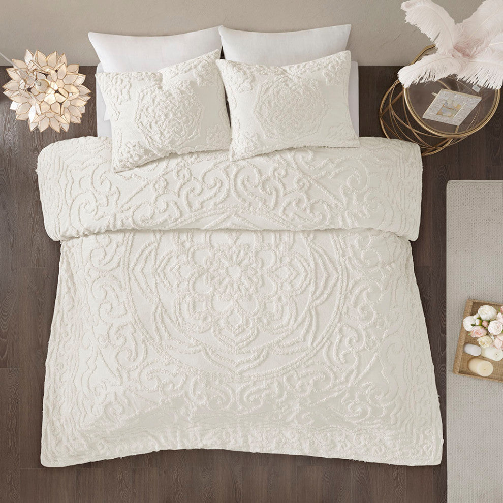 Madison Park Laetitia 3-Piece Tufted Cotton Chenille Medallion Comforter Set