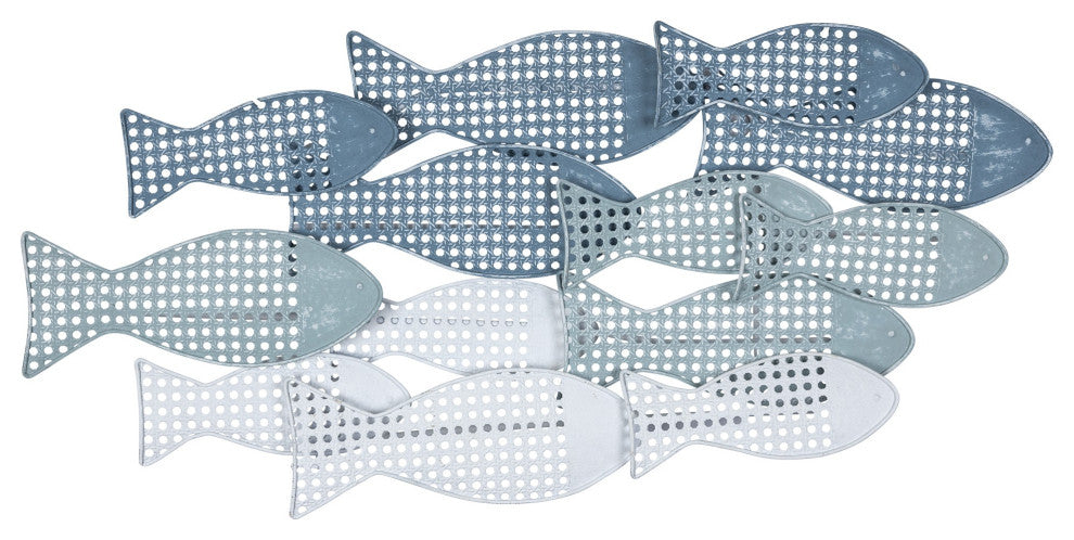 Contemporary Blue Ombre Metal Fish Wall D"cor