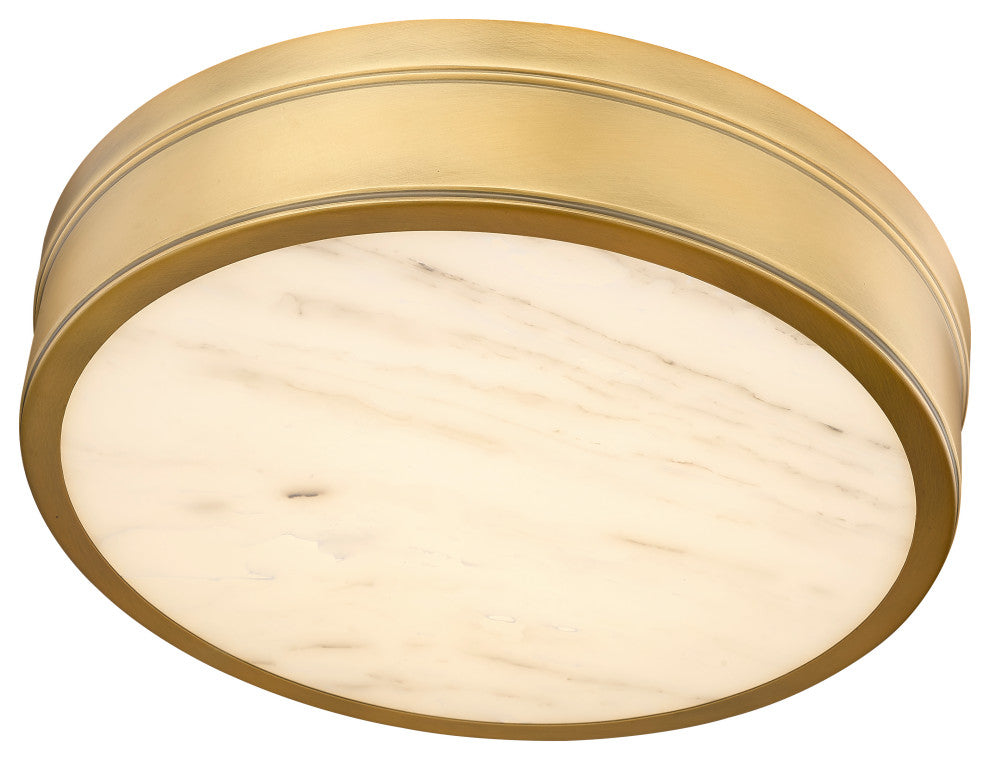 Z-LITE 1-Light Flush Mount, Rubbed Brass