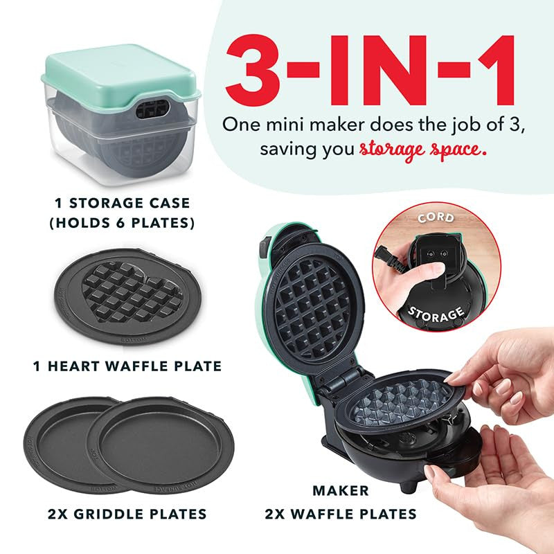 Multi-Plate Mini Maker With Removable Plates and Storage Case
