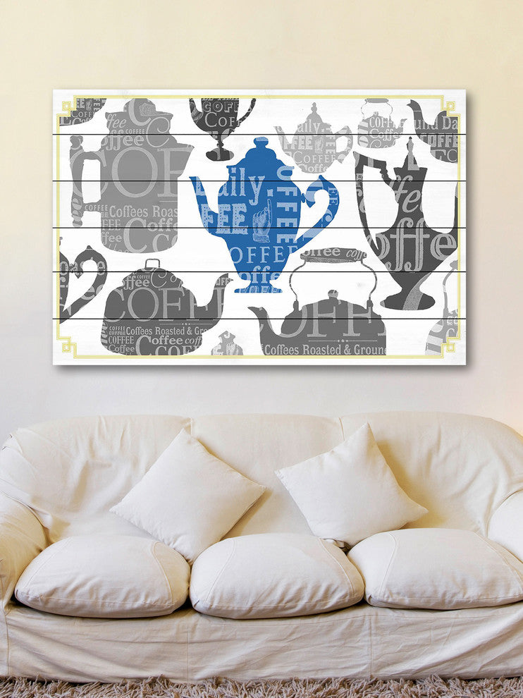 "Coffee 5" Painting Print on White Wood