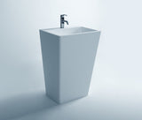 ADM Rectangular Freestanding Pedestal Sink, White, 22", Matte White