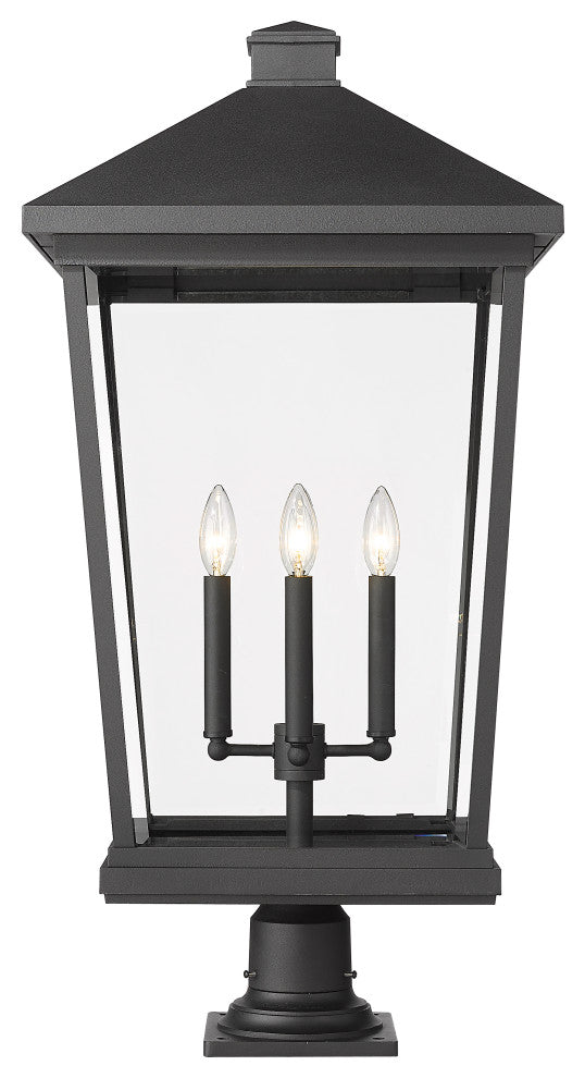 Zlite 568PHXXLR-533PM-BK 4-Light Outdoor Pier Mounted Fixture, Clear Beveled