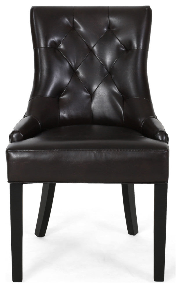 GDF Studio Stacy Bonded Leather Dining and Accent Chairs, Set of 2, Brown, Faux