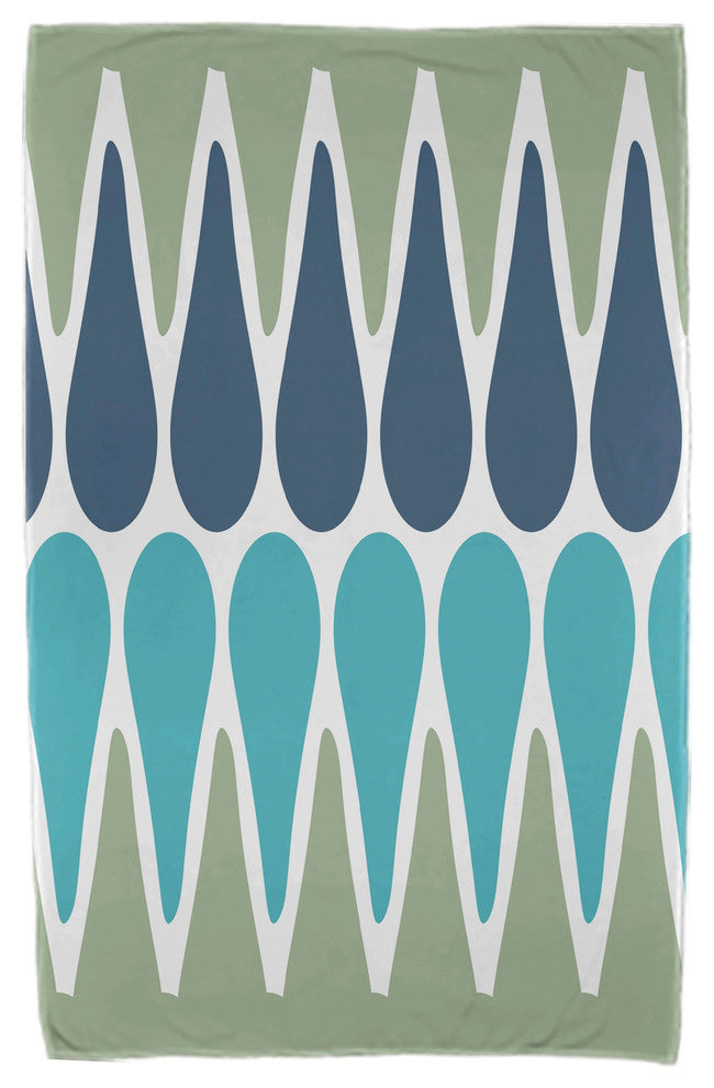30x60" Multi Colored Prints, Geometric Print Beach Towel, Green And Blue