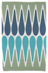 30x60" Multi Colored Prints, Geometric Print Beach Towel, Green And Blue