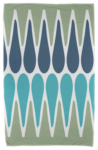 30x60" Multi Colored Prints, Geometric Print Beach Towel, Green And Blue