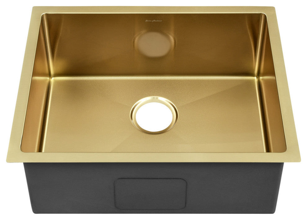 Rivage 23 x 18 Stainless Steel, Single Basin, Undermount Kitchen Sink, Gold