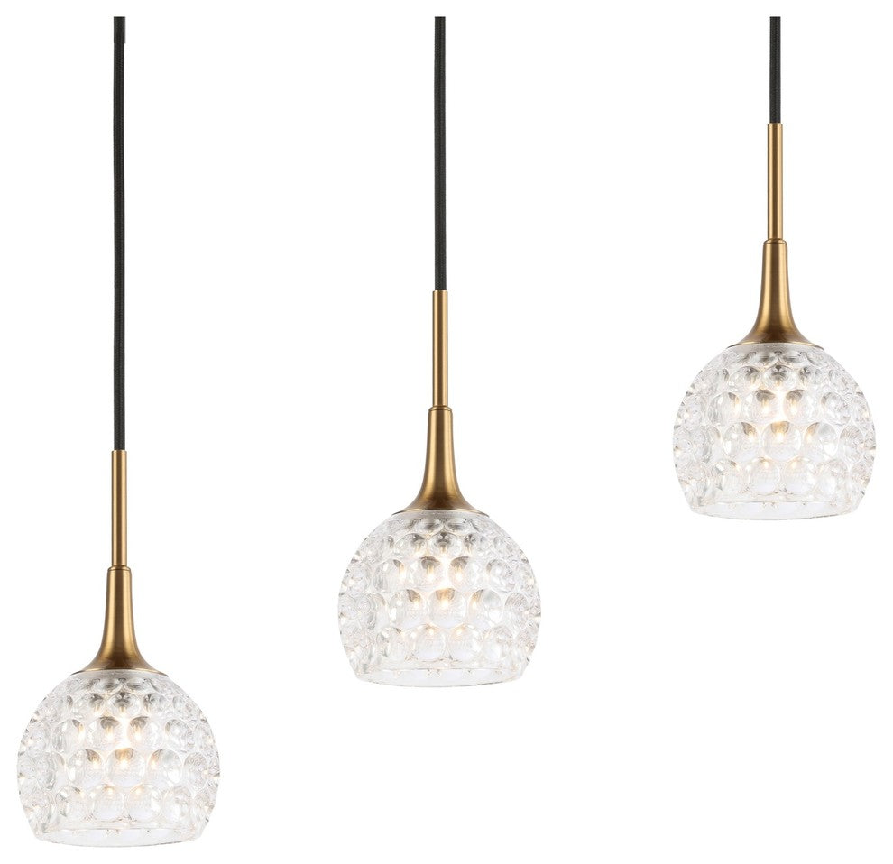 Bristol 5-Light Linear Pendant, Brass/Bronze, Clear Crystal Ball, LED G9