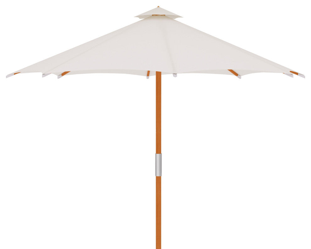 Market 118-inch Diameter Teak Outdoor Umbrella in White