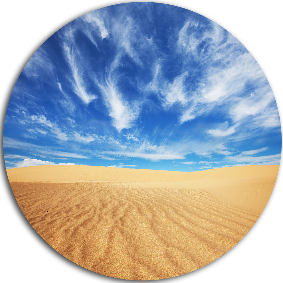 Desert With Exotic Blue Sky Over, Landscape Disc Metal Artwork, 36"