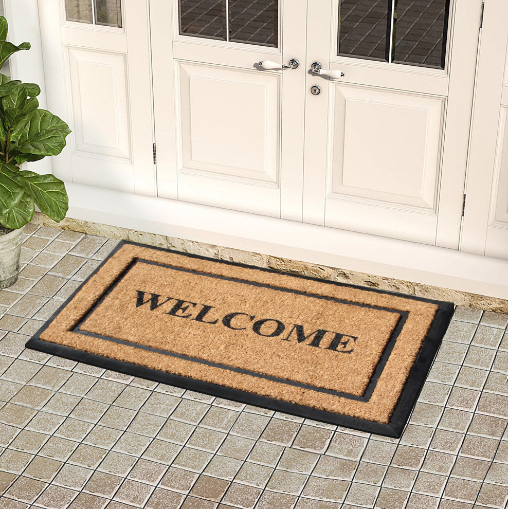 A1HC Natural Coir & Rubber Doormat, 24x39, Thick Durable Doormats for Outdoor