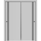 Bypass Doors 36 x 80 | Planum 0011 Grey Matte with  | Sturdy Rails