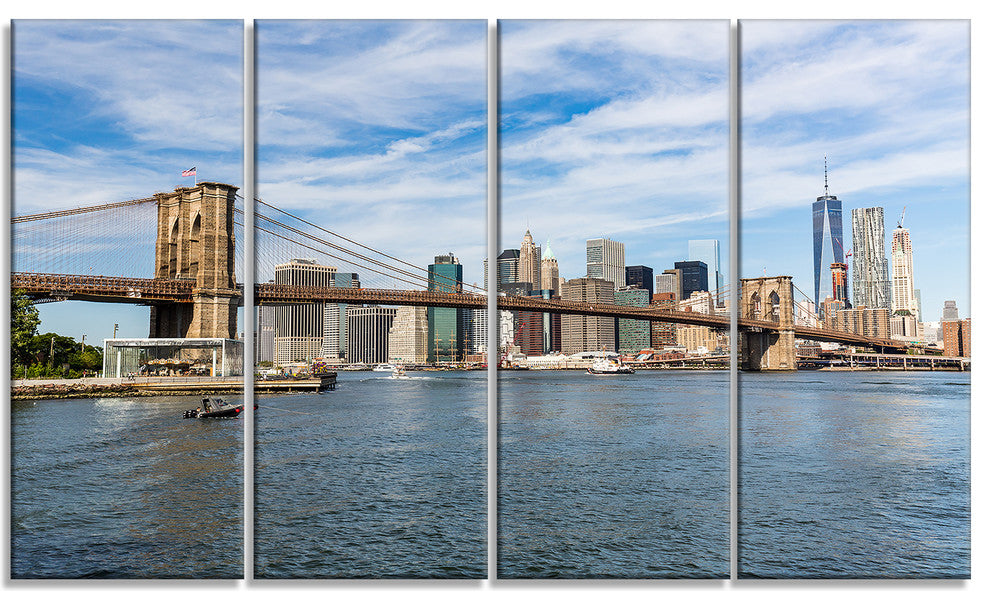 "Summer Day Brooklyn Bridge" Canvas Print, 4 Panels