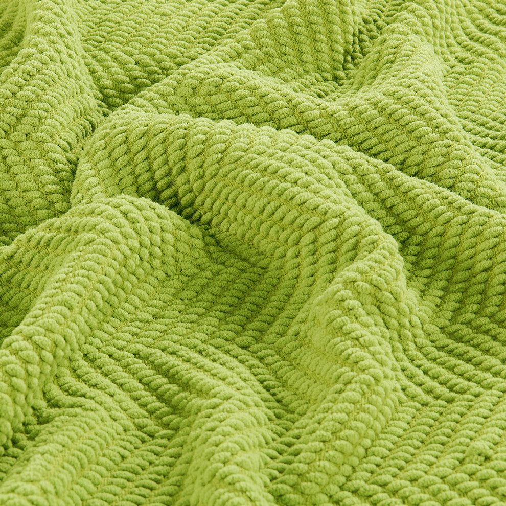 Tweed Knitted Throw Blanket, Dark Citron, 50"x60"